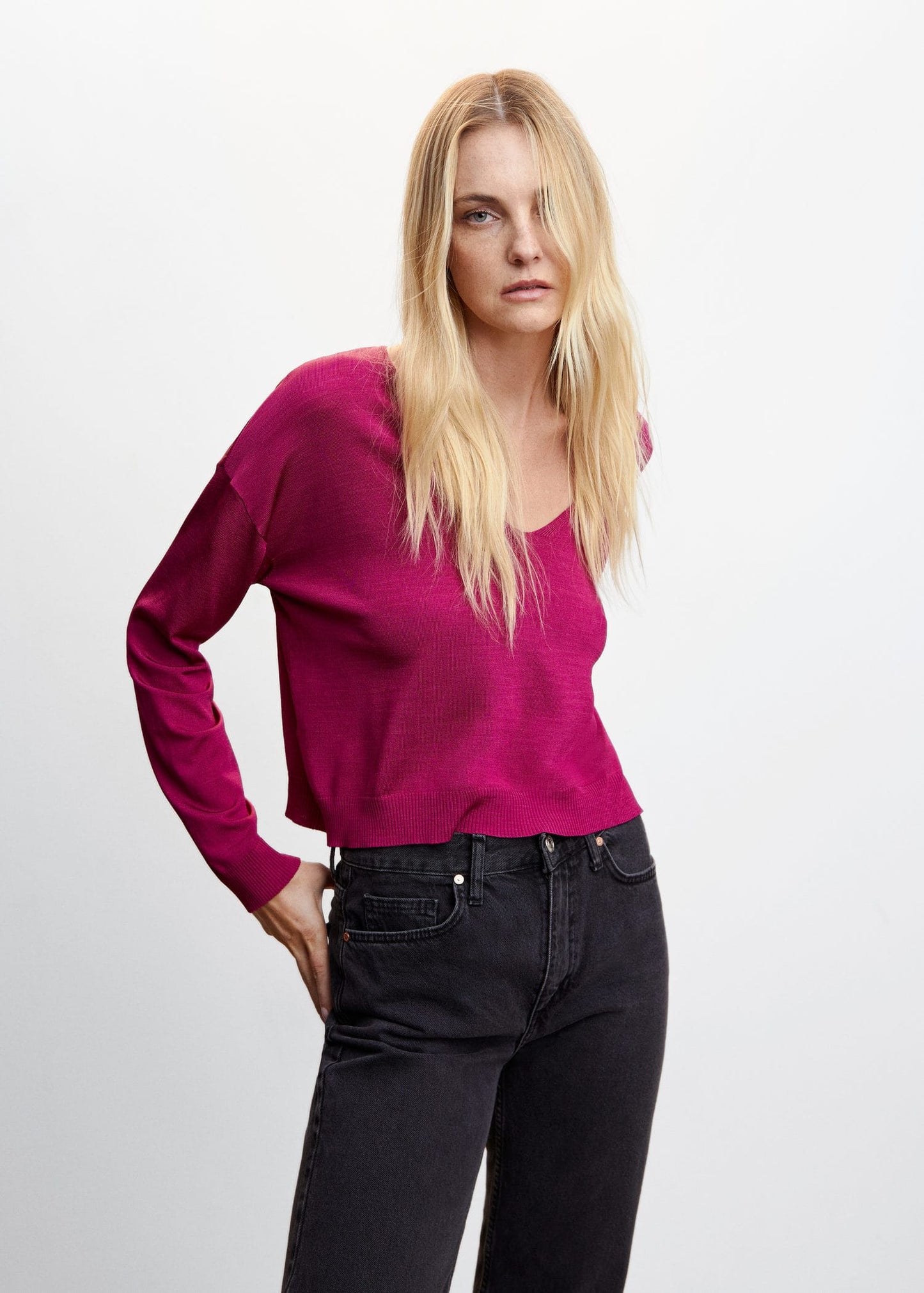 Jersey Cuello Pico Rosa