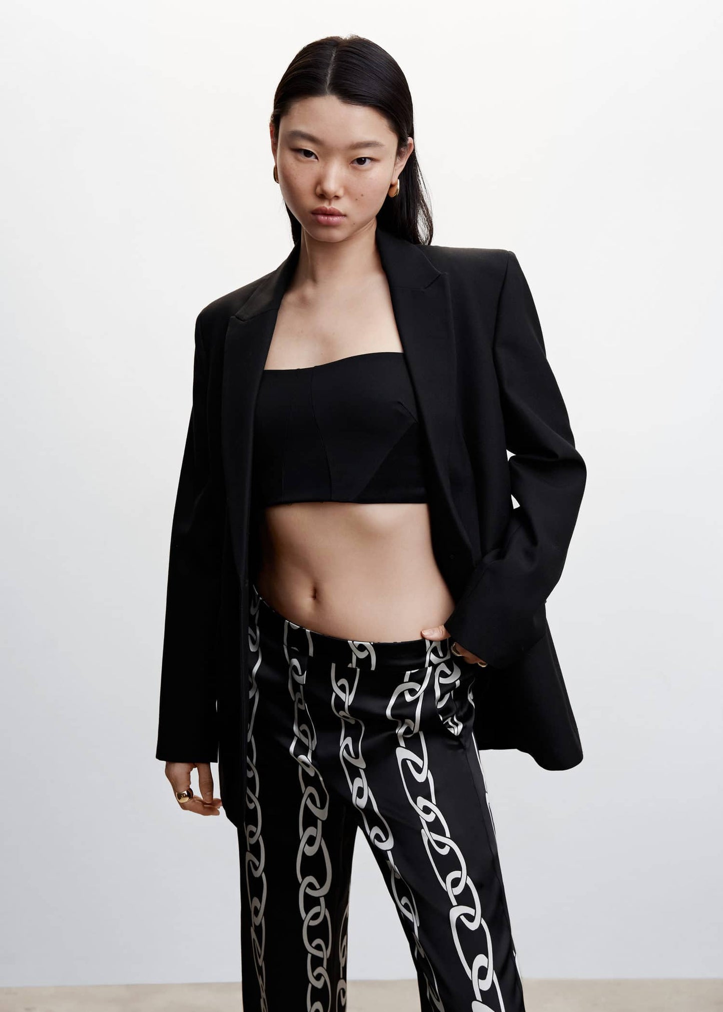 Pantalón Estampado Cadenas Negro