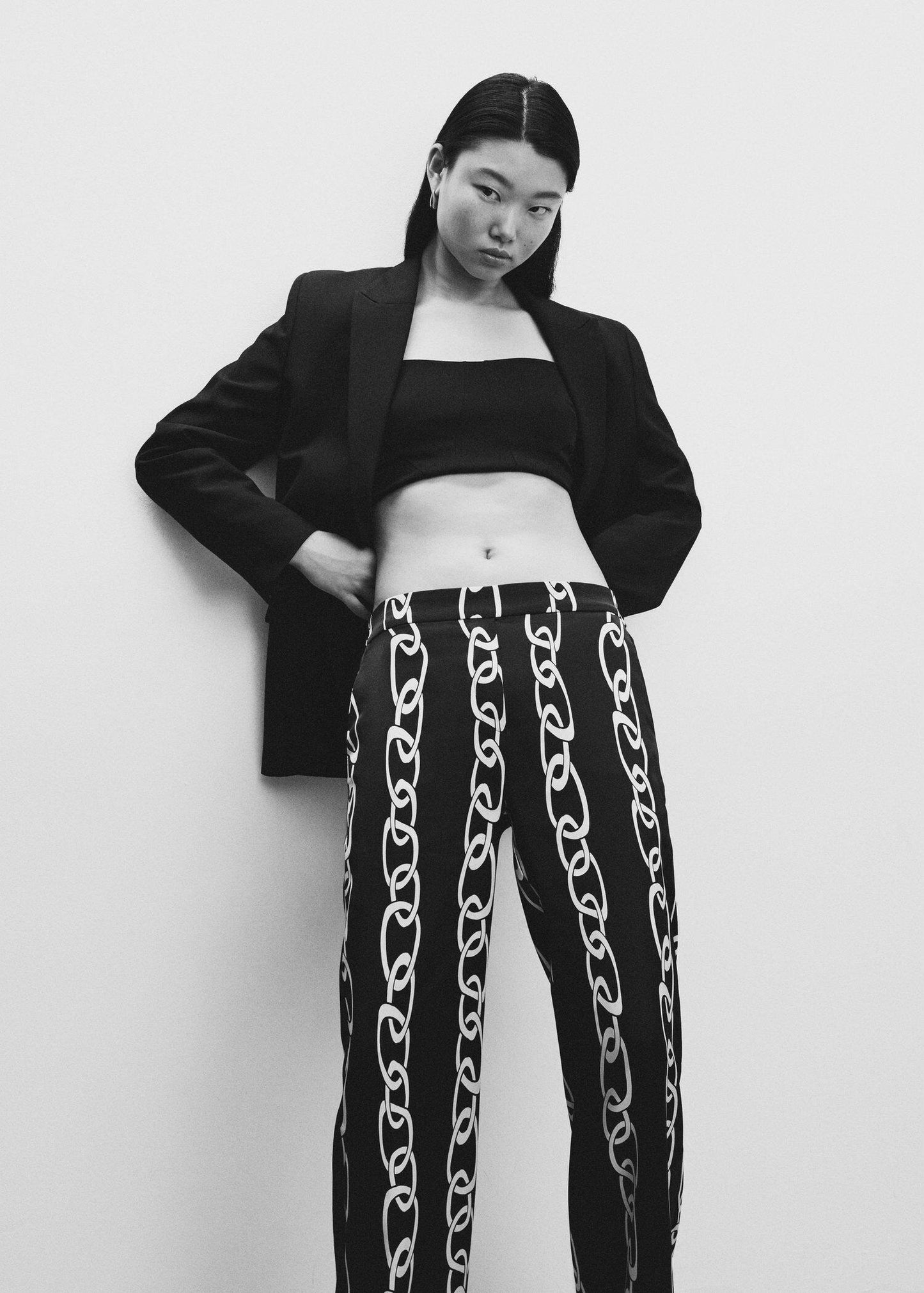 Pantalón Estampado Cadenas Negro