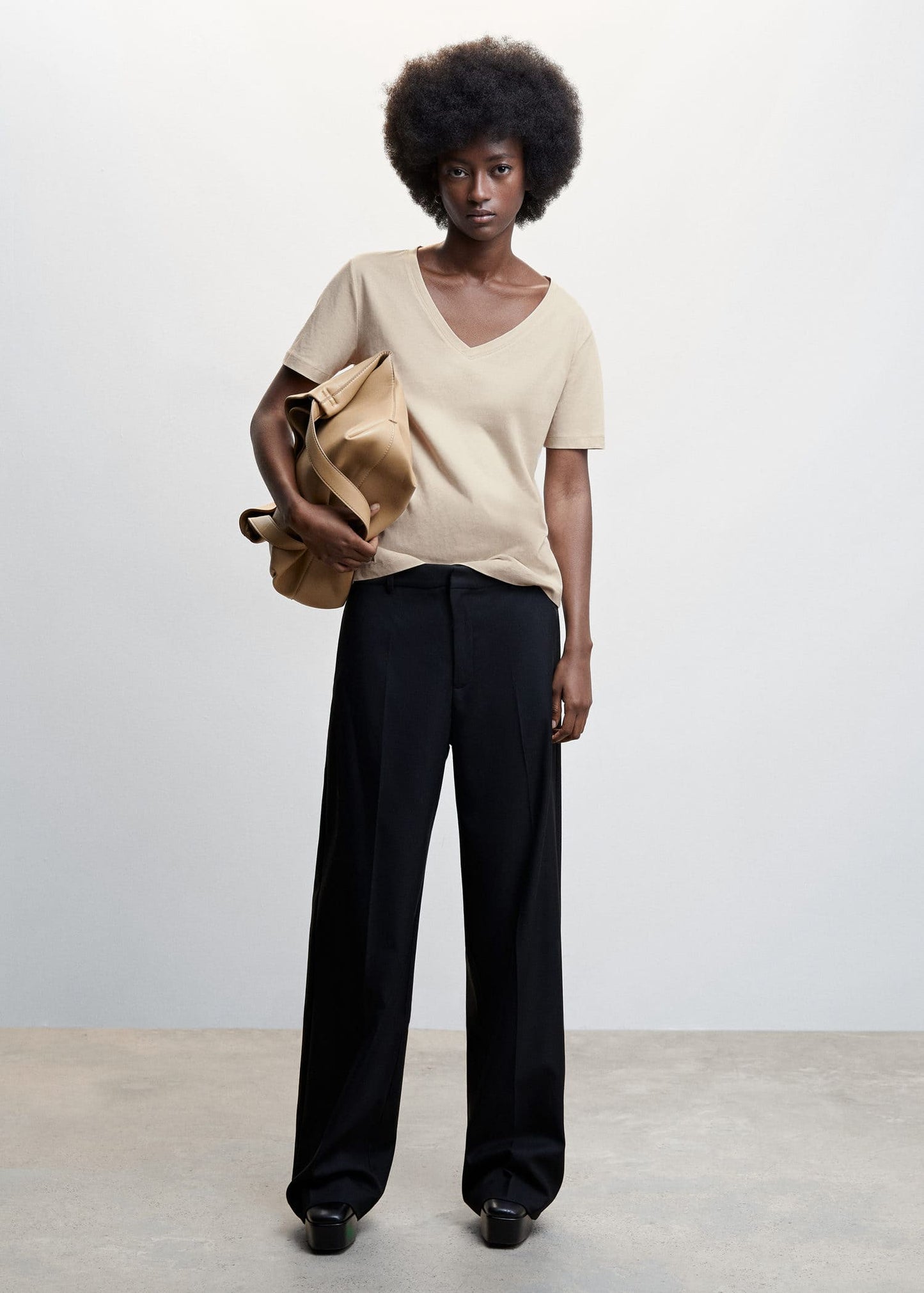 Camiseta Básica Algodón Beige