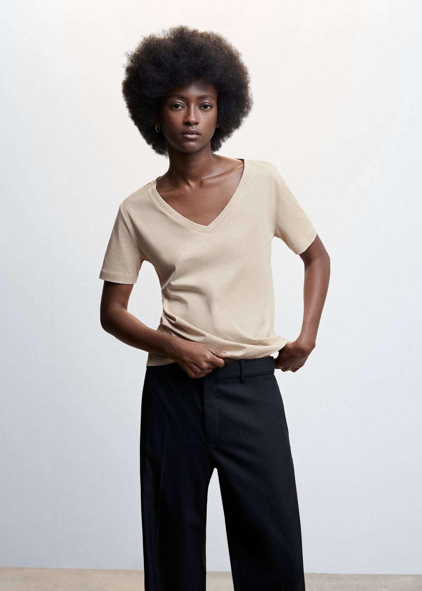 Camiseta Básica Algodón Beige