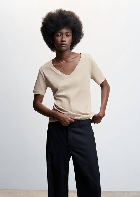 Camiseta Básica Algodón Beige