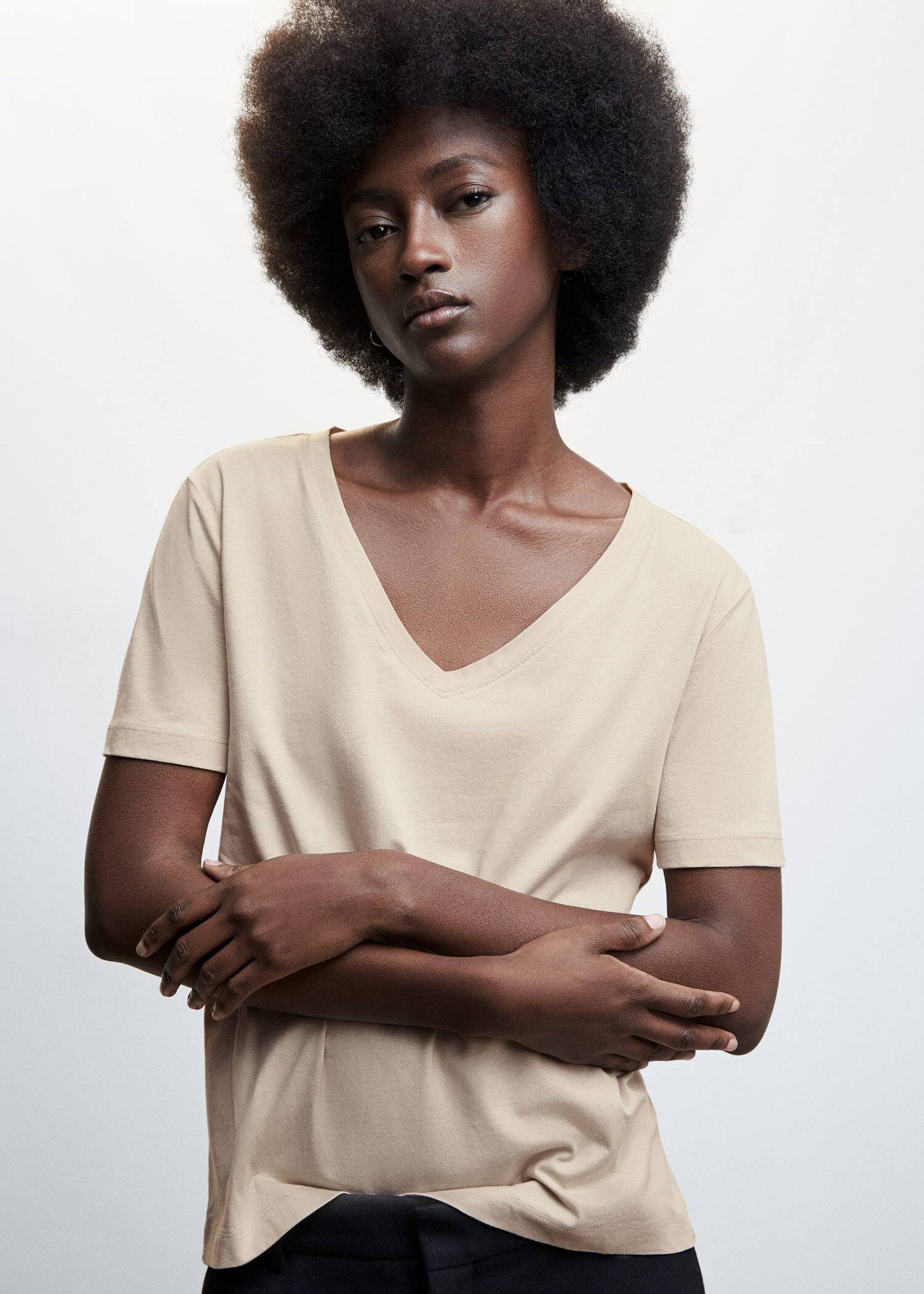 Camiseta Básica Algodón Beige