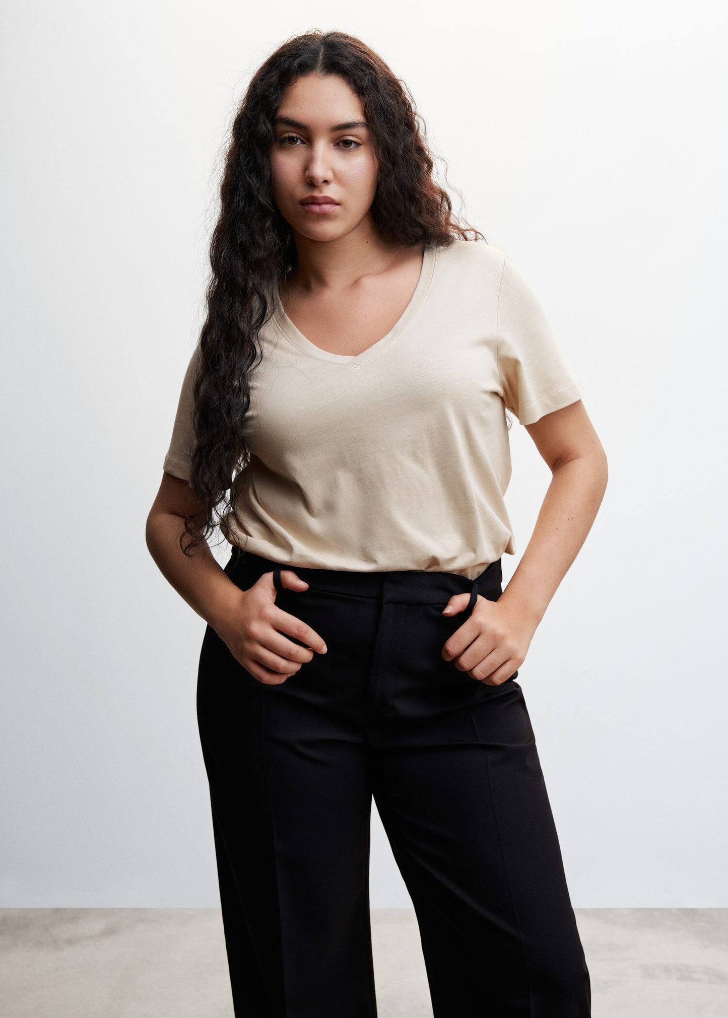 Camiseta Básica Algodón Beige