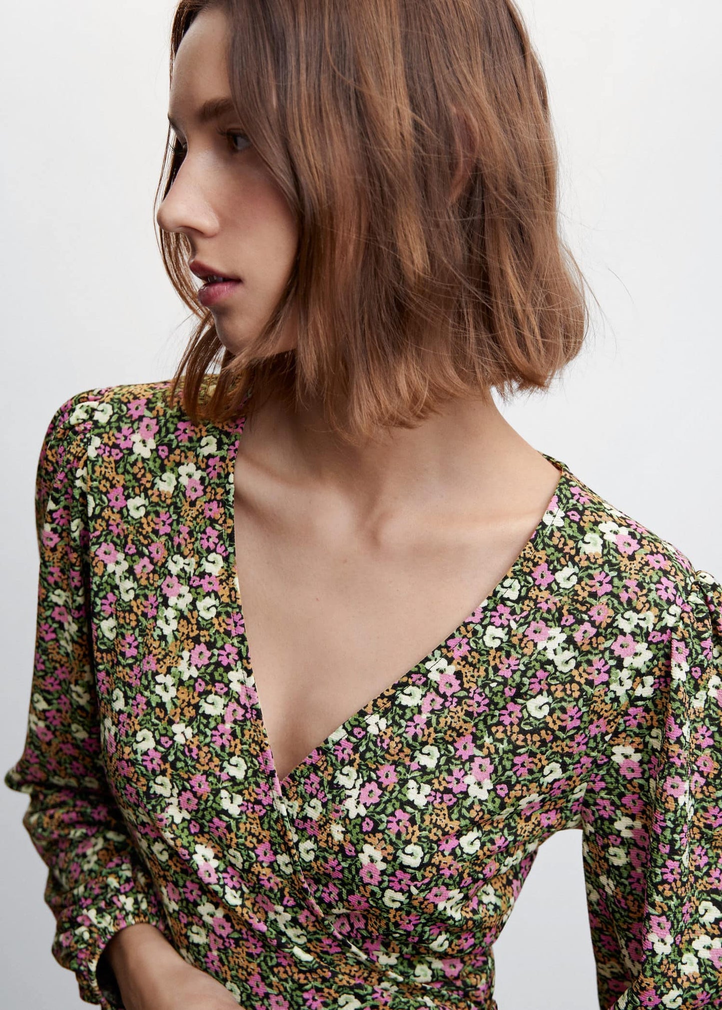 Vestido Estampado Abertura Rosa