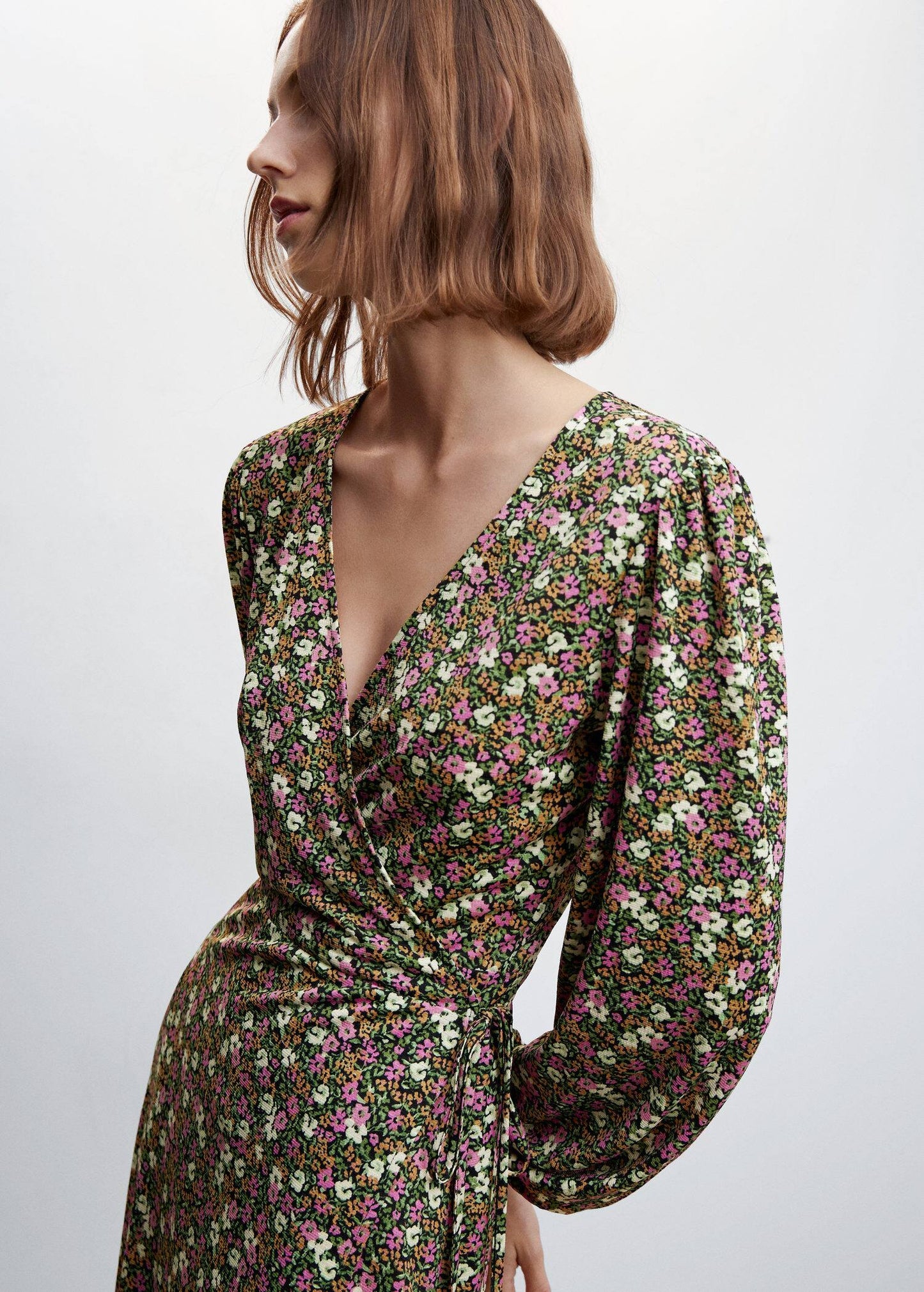 Vestido Estampado Abertura Rosa