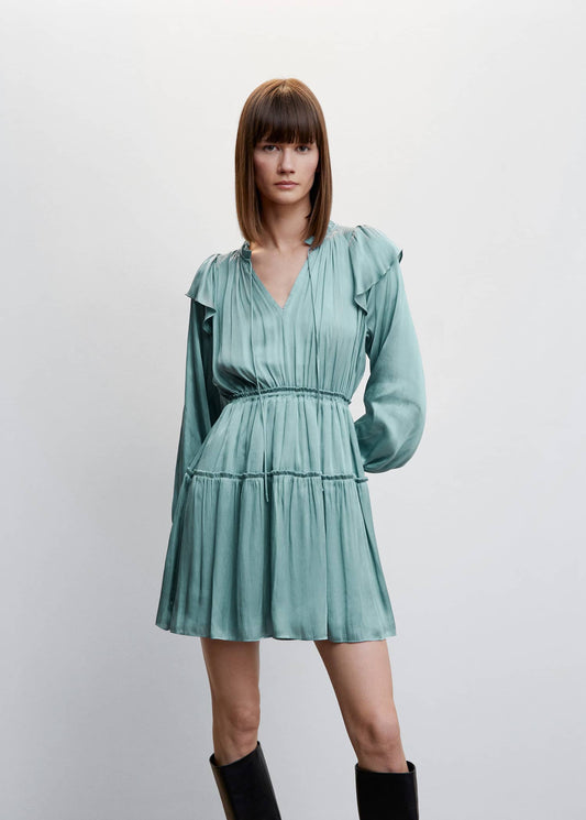 Vestido Satinado Volantes