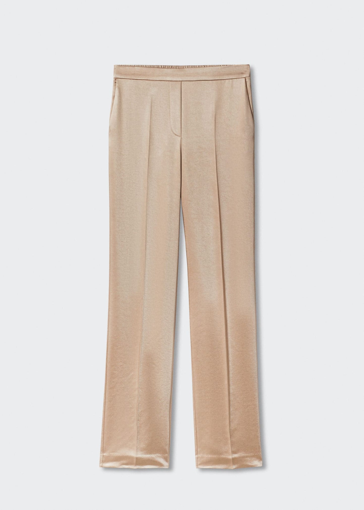 Pantalón Satinado Cintura Elástica Beige