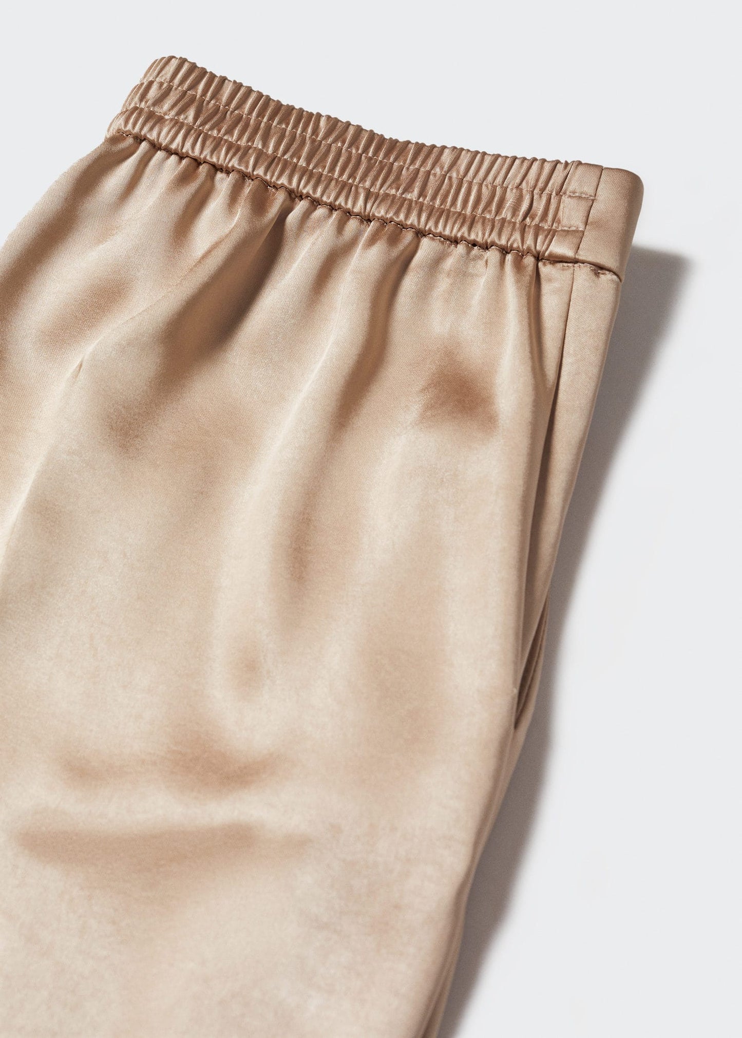Pantalón Satinado Cintura Elástica Beige