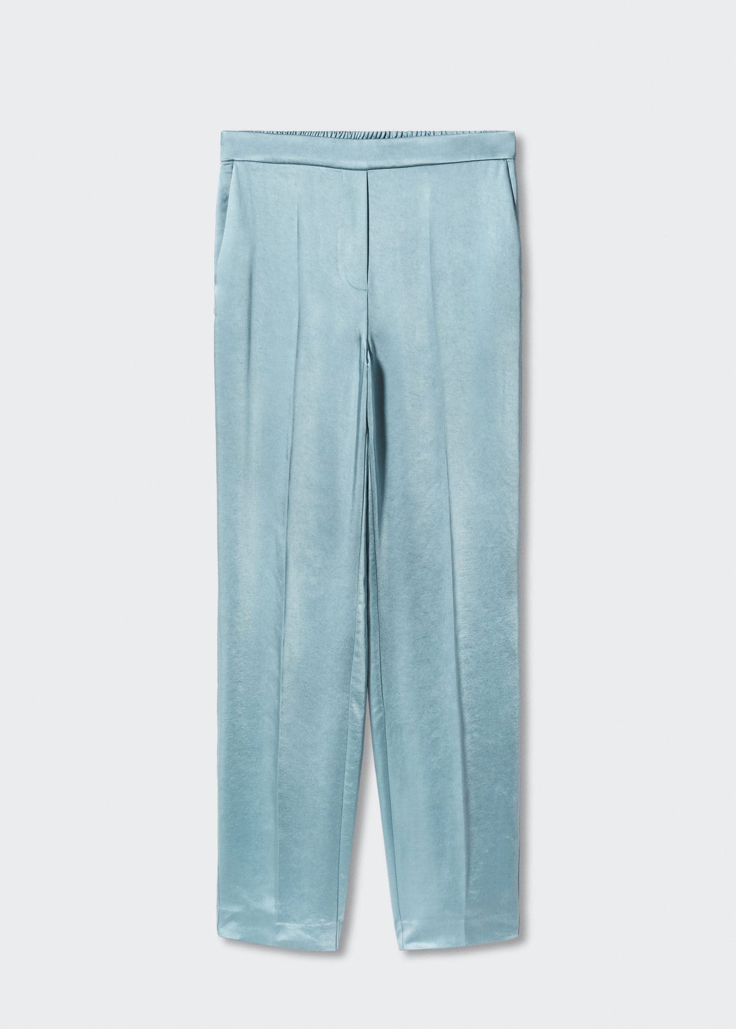 Pantalón Satinado Cintura Elástica Azul