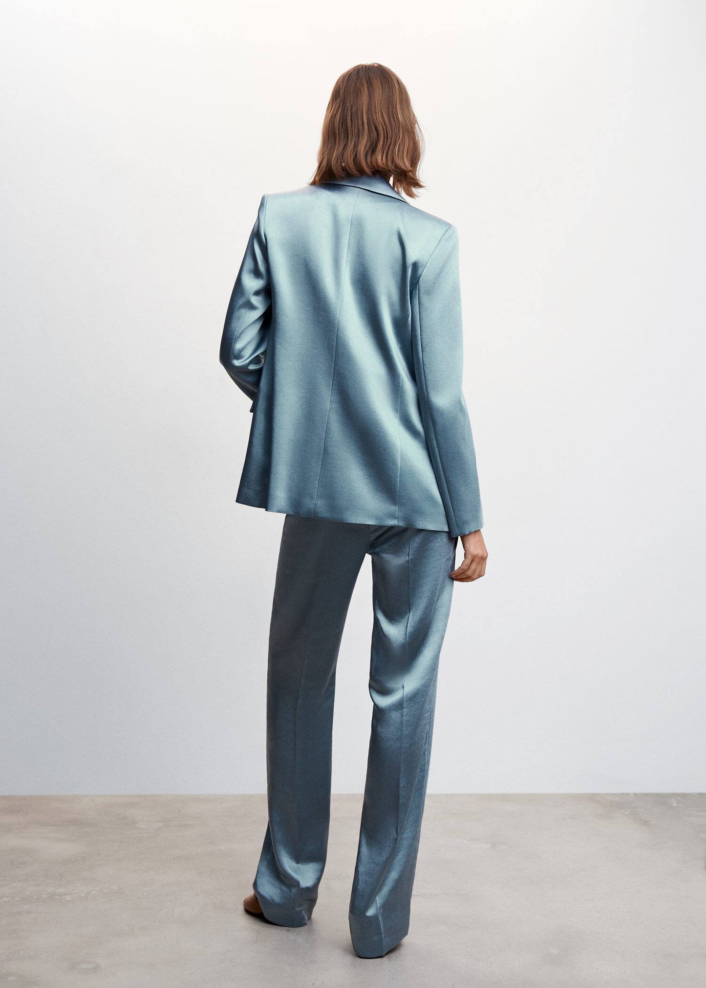 Pantalón Satinado Cintura Elástica Azul