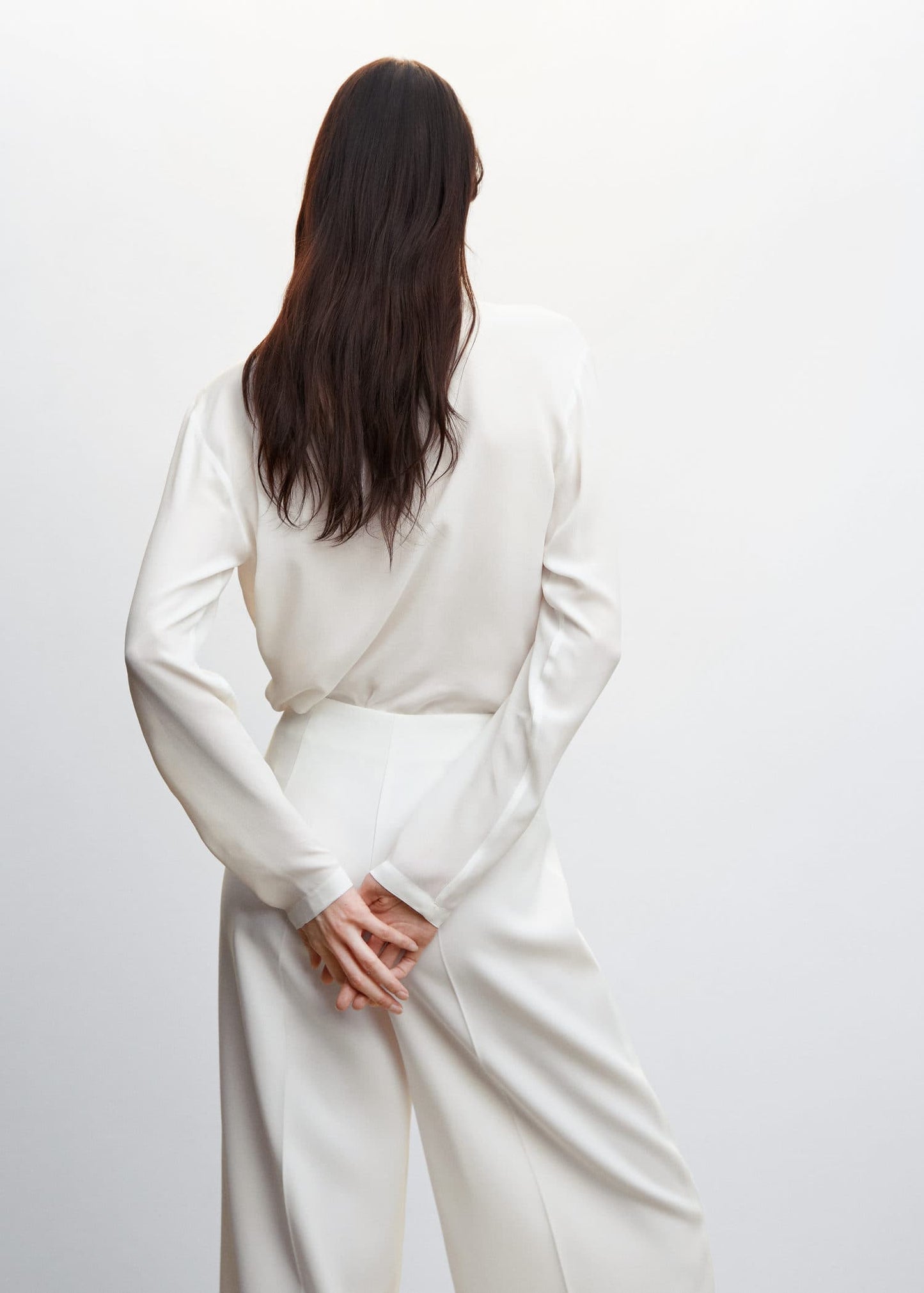 Blusa Escote Cruzado Drapeado Blanco