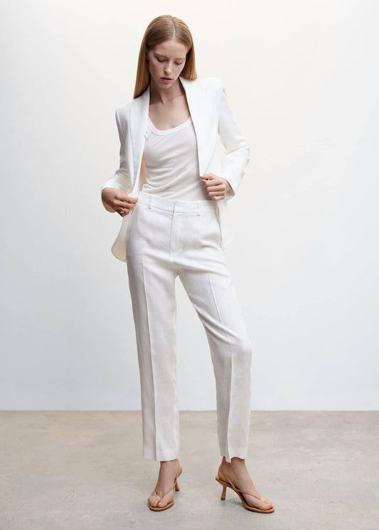 Pantalón Traje de Lino Blanco