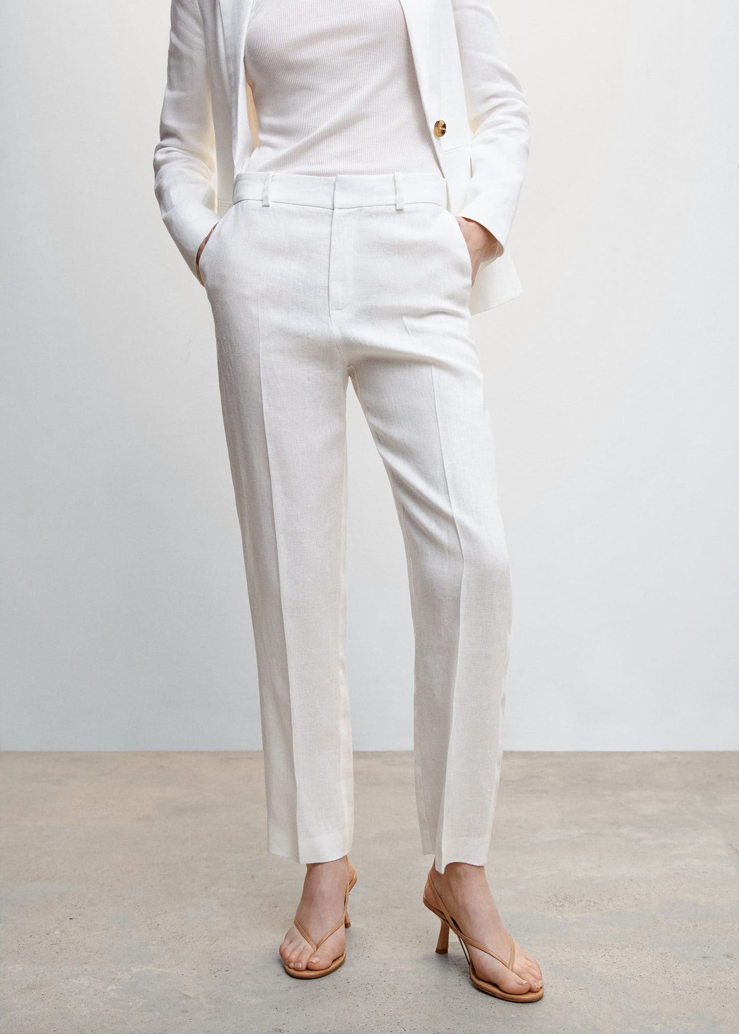 Pantalón Traje de Lino Blanco