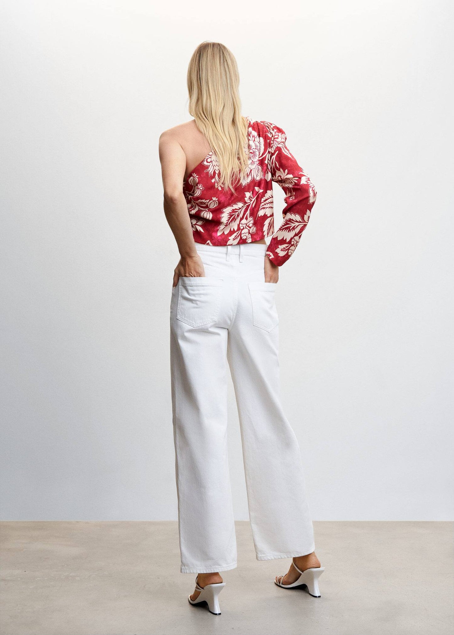 Blusa Asimétrica Estampada Rosa