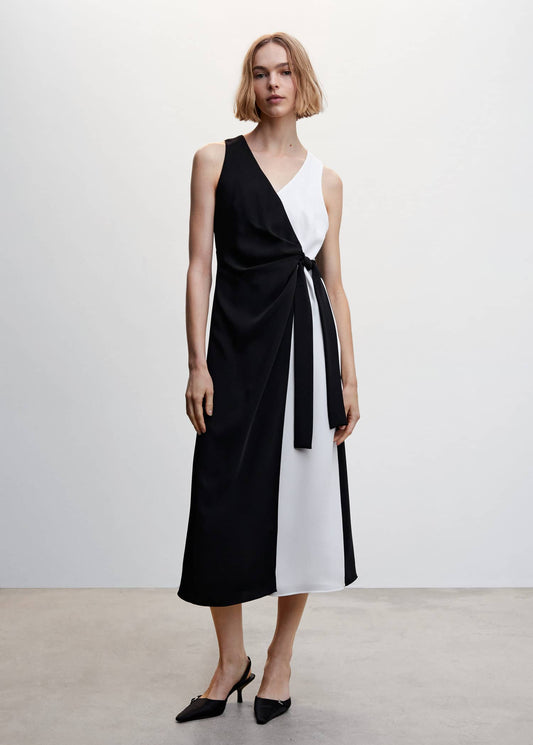 Vestido Bicolor Lazo
