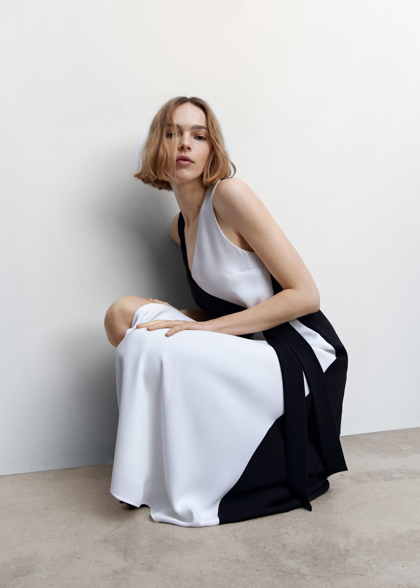 Vestido Bicolor Lazo