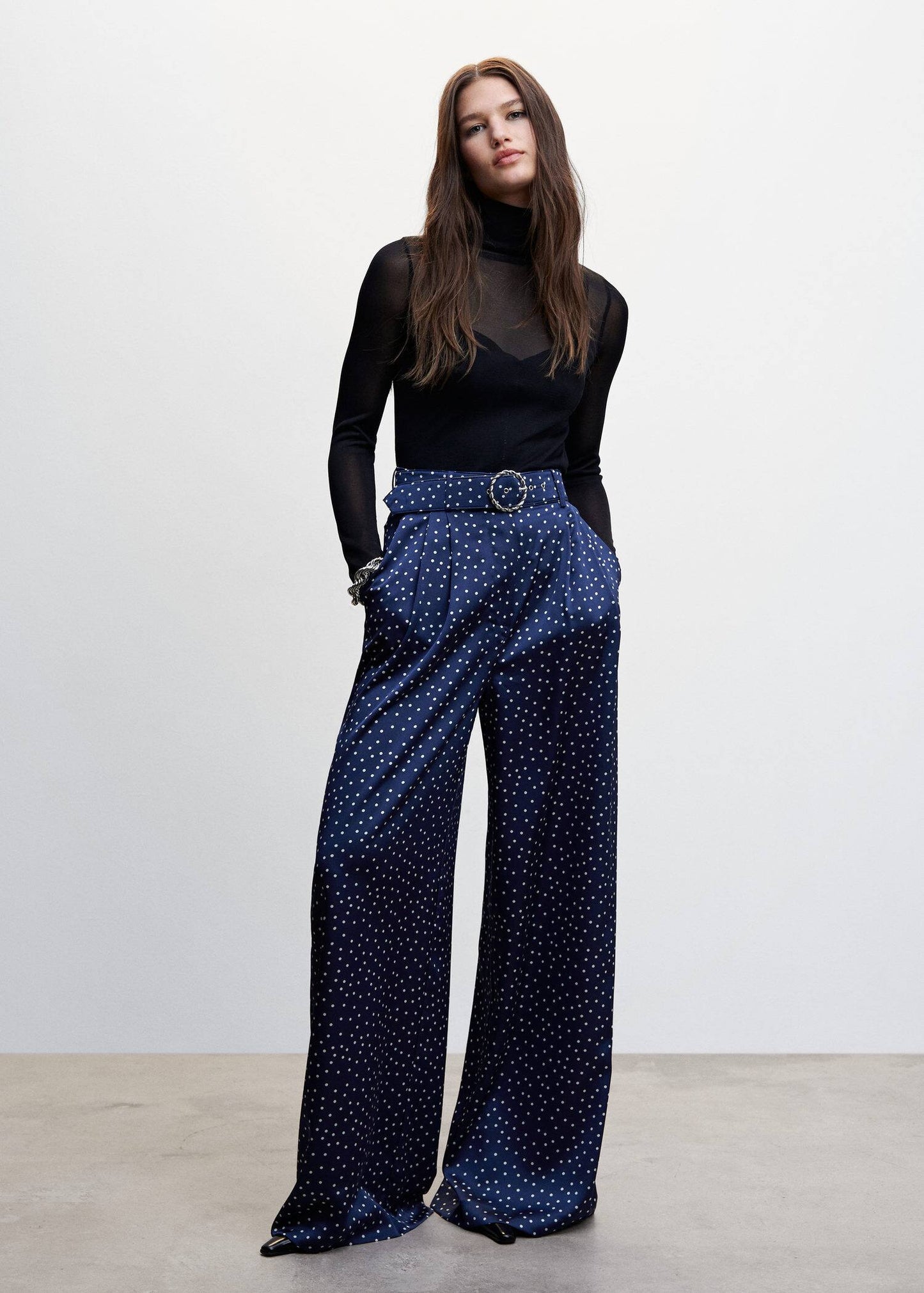 Pantalón Palazzo Cinturón Azul