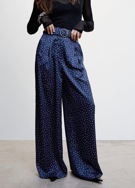 Pantalón Palazzo Cinturón Azul