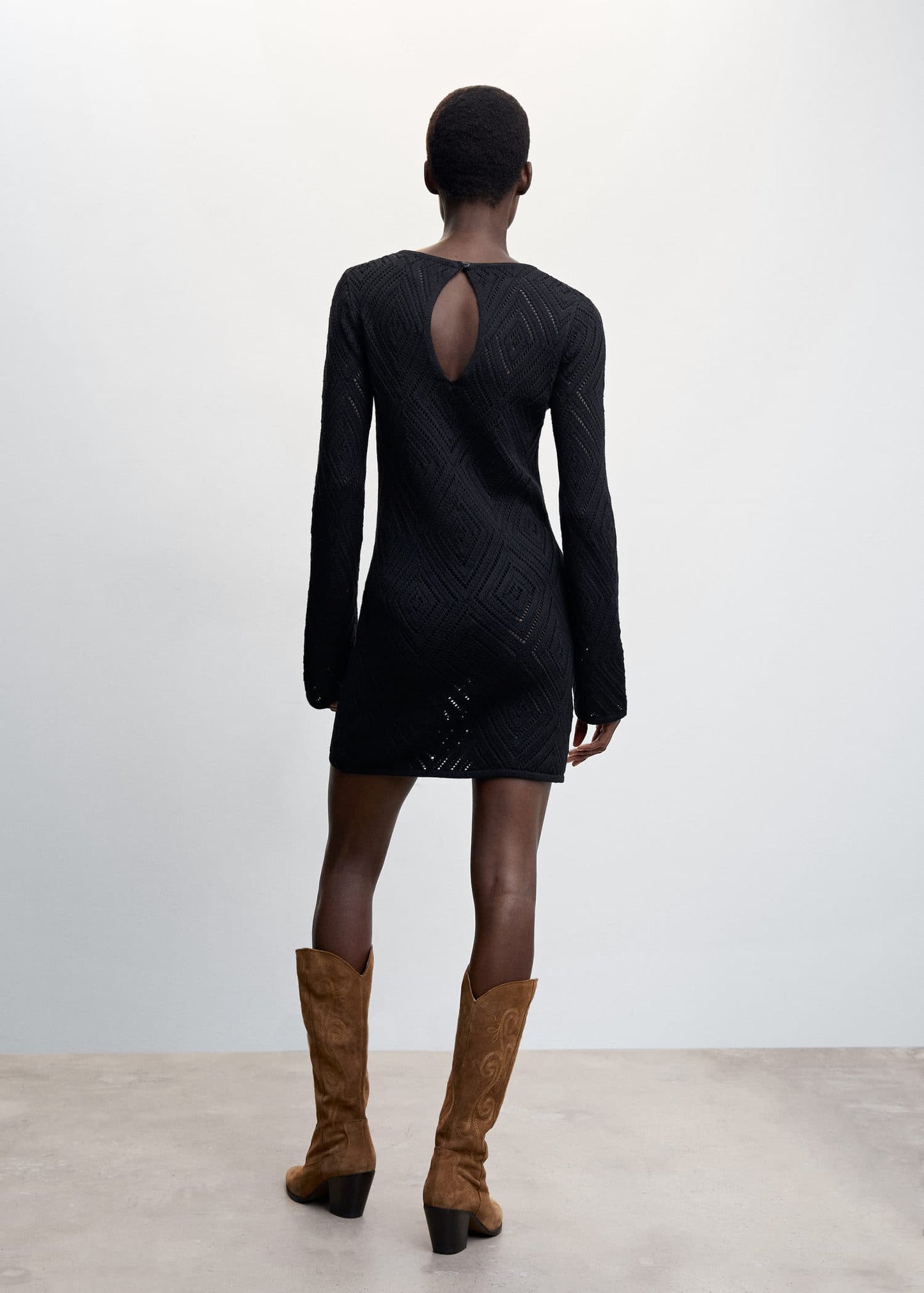 Vestido Negro Punto Calado Negro