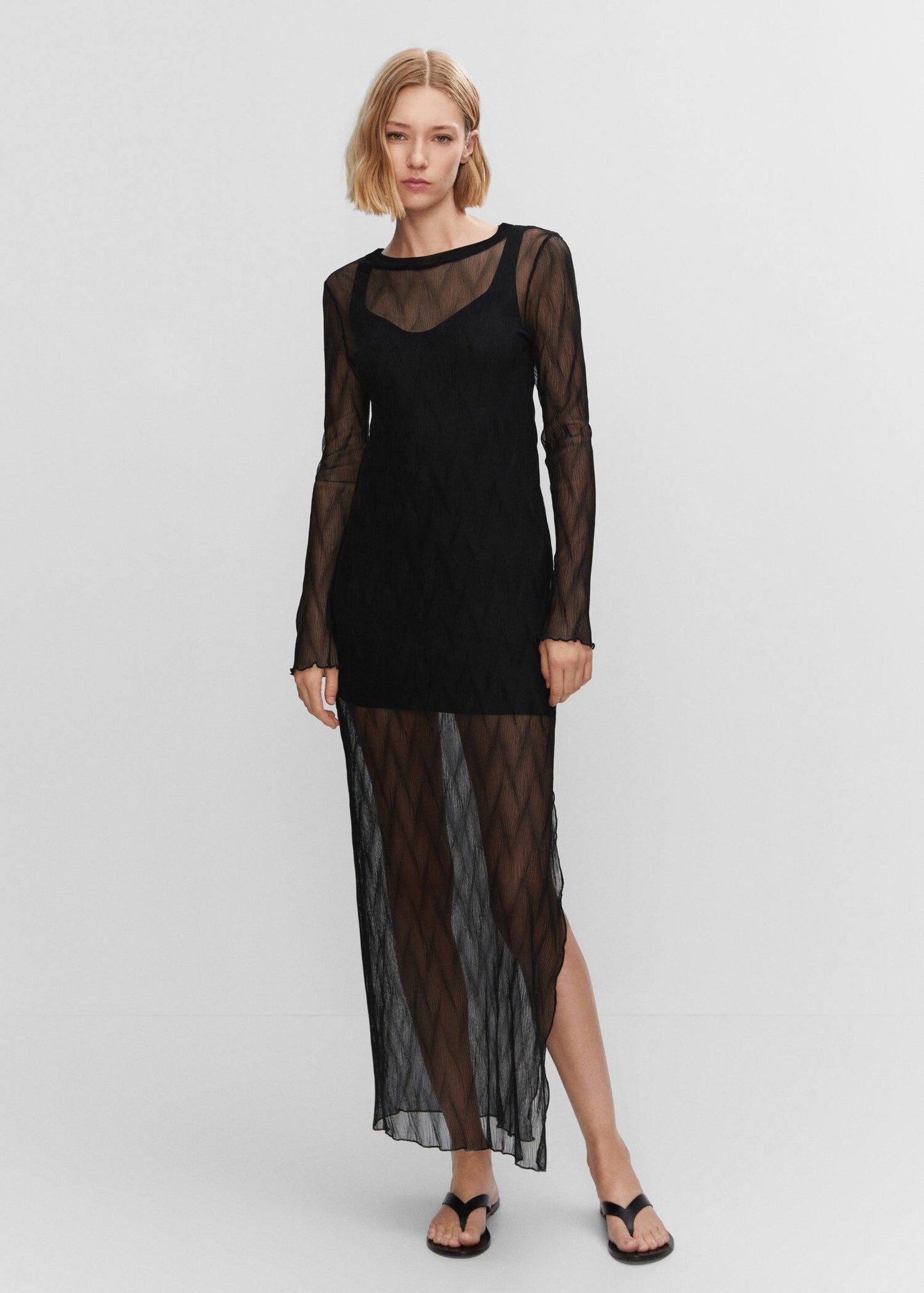 Vestido Tejido Semitransparente Negro