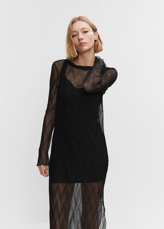 Vestido Tejido Semitransparente Negro