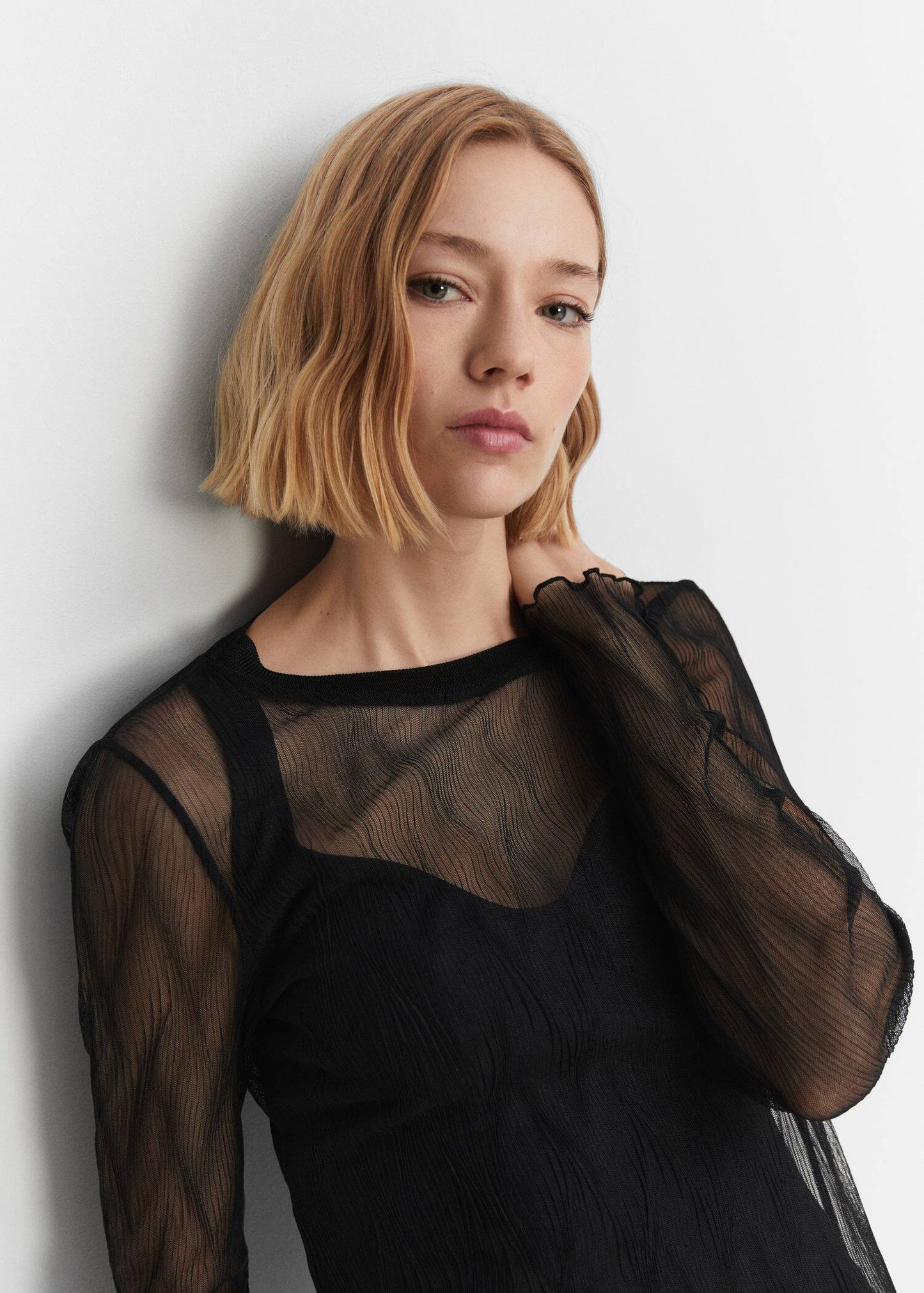 Vestido Tejido Semitransparente Negro