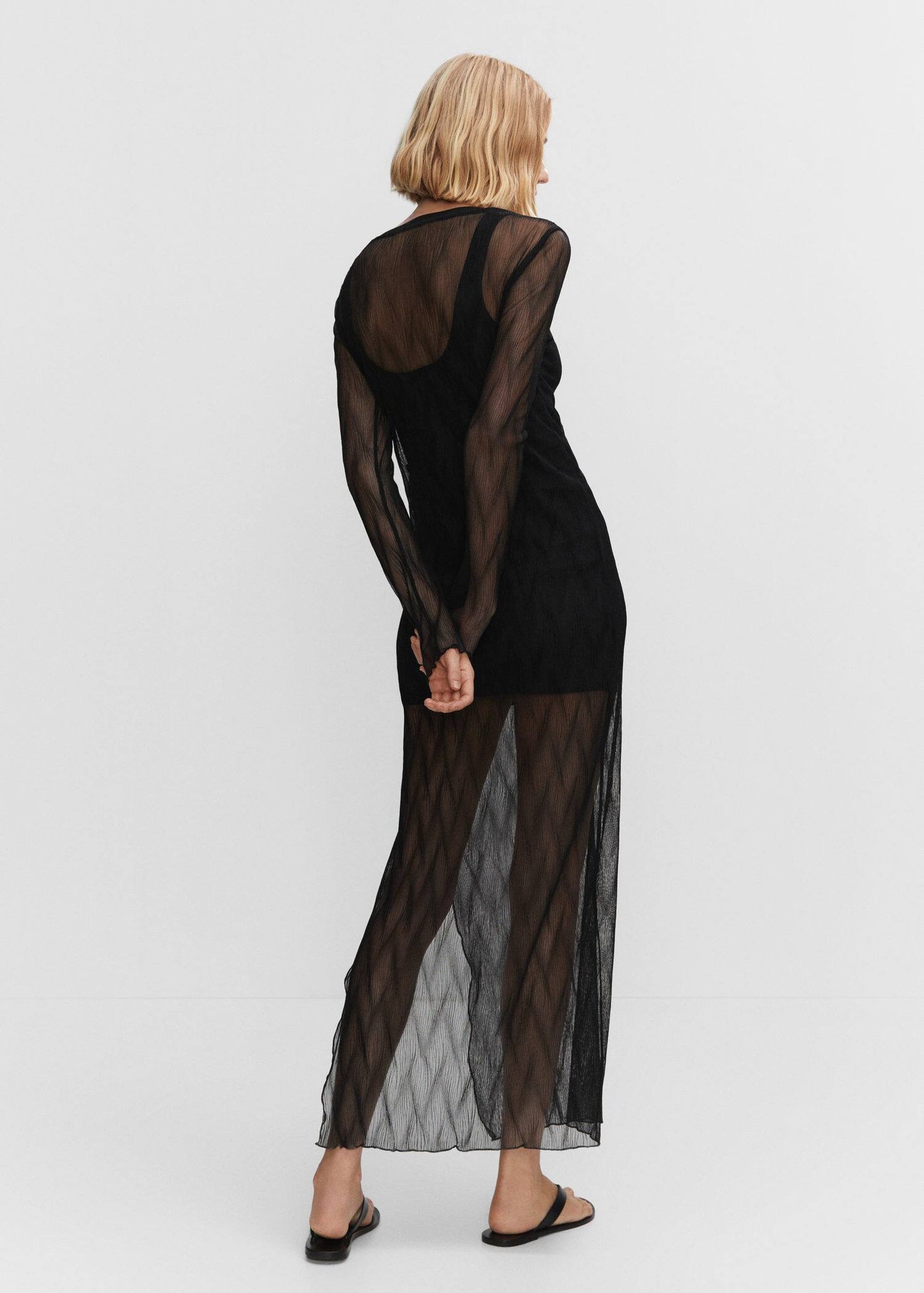 Vestido Tejido Semitransparente Negro