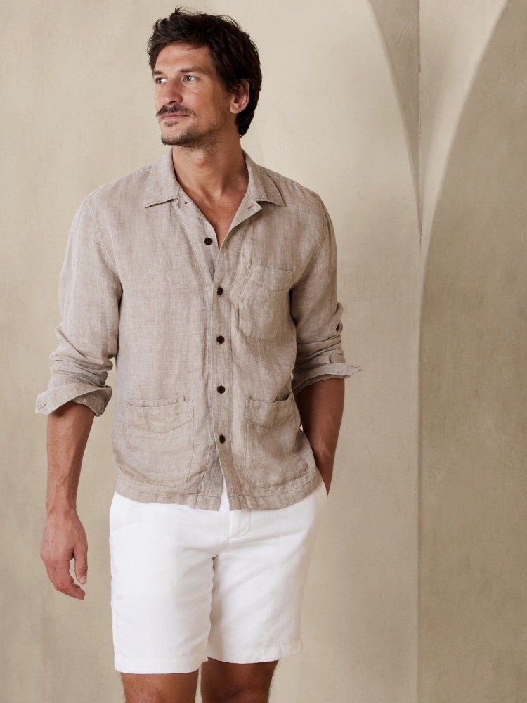 Camisa De Lino Café