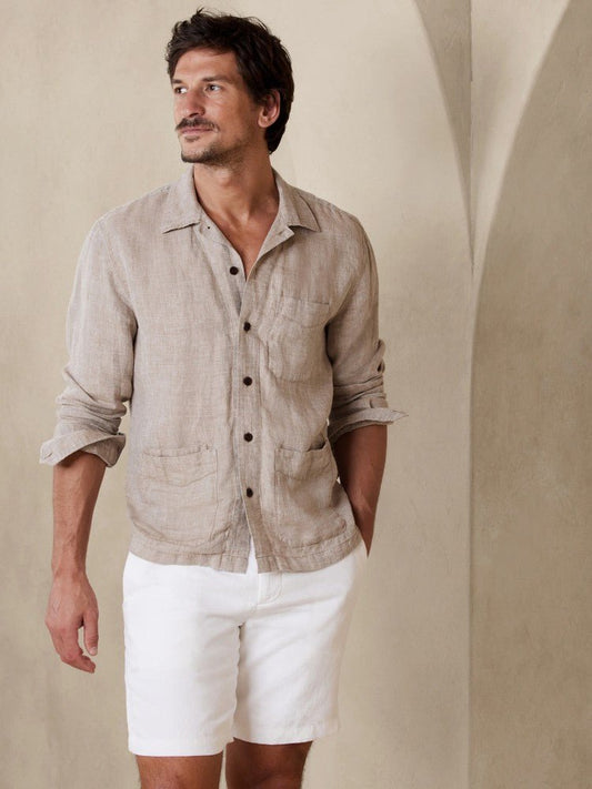 Camisa De Lino Café