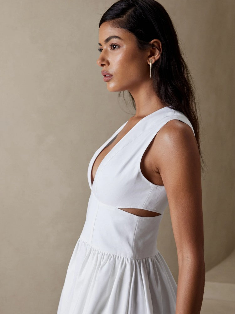 Vestido Corto Con Aberturas Blanco