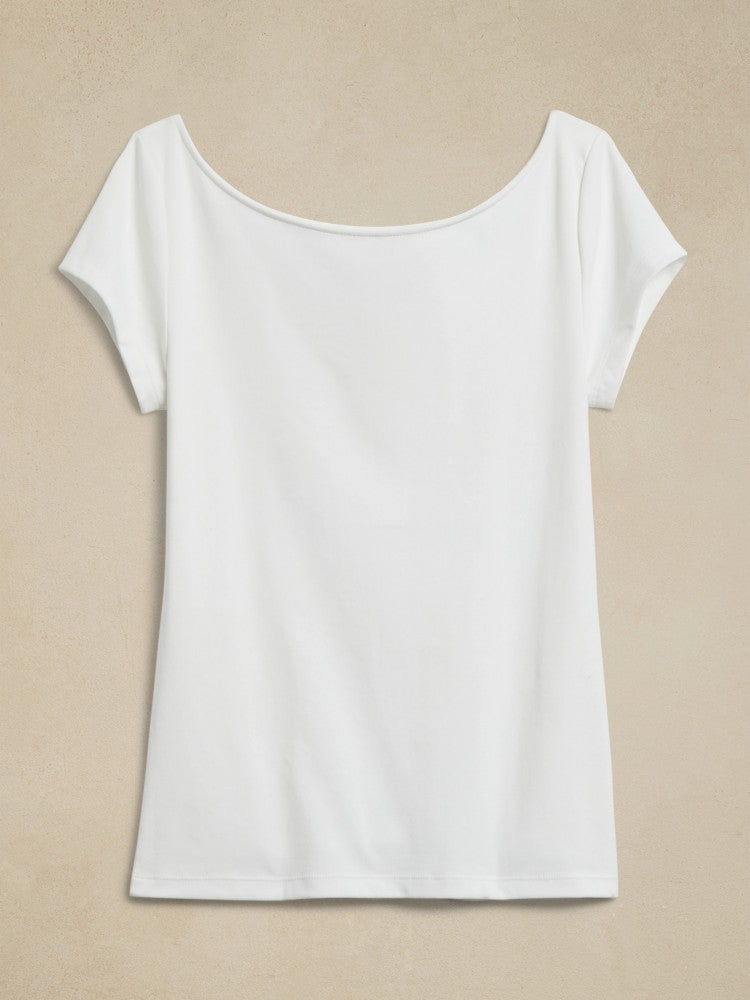 Camiseta De Cuello Redondo Blanco