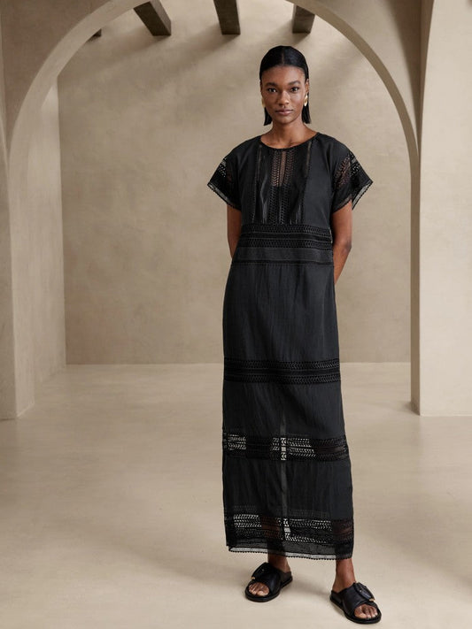 Vestido Largo De Encaje Negro