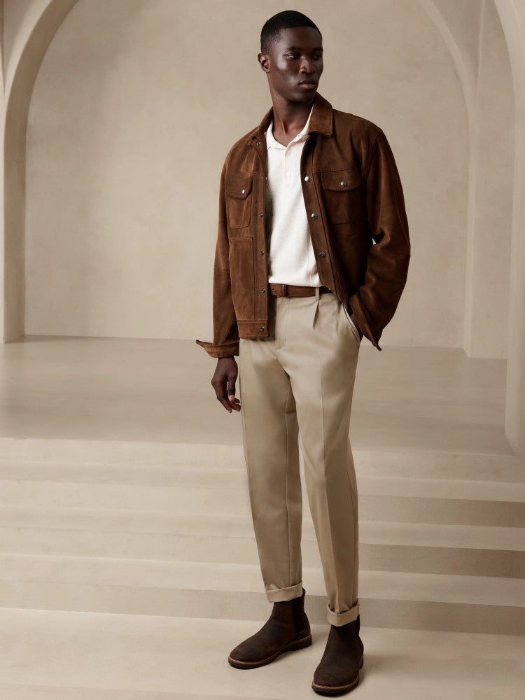 Pantalón Plisado Regular Fit Beige