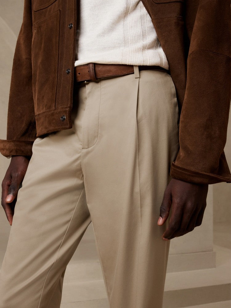 Pantalón Plisado Regular Fit Beige