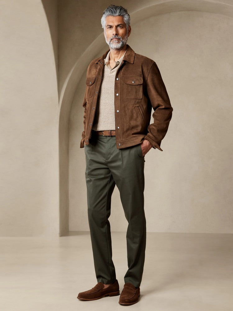 Pantalón Plisado Regular Fit Verde