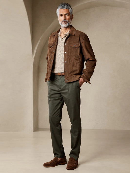 Pantalón Plisado Regular Fit Verde