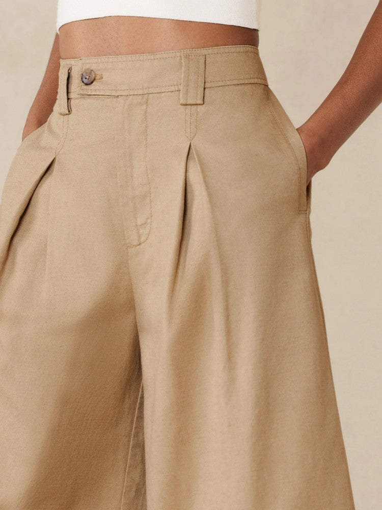 Pantalón Holgado Con Bolsillos Beige