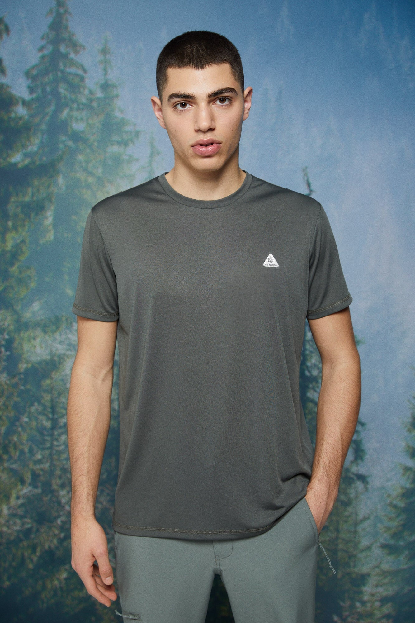 Camiseta Manga Corta Outdoor Verde Oscuro