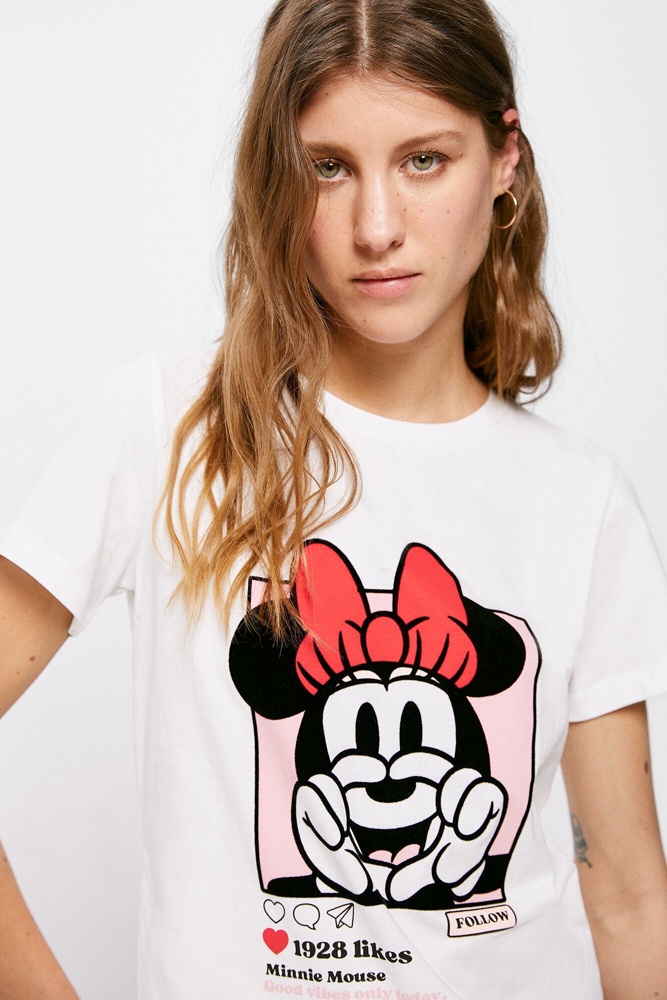 Camiseta Estampada Minnie Blanco