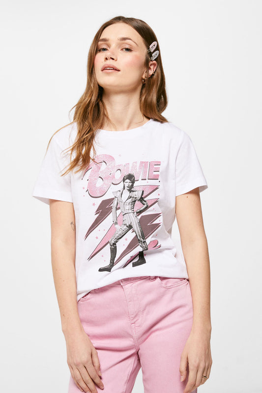 Camiseta Estampada Bowie Blanco