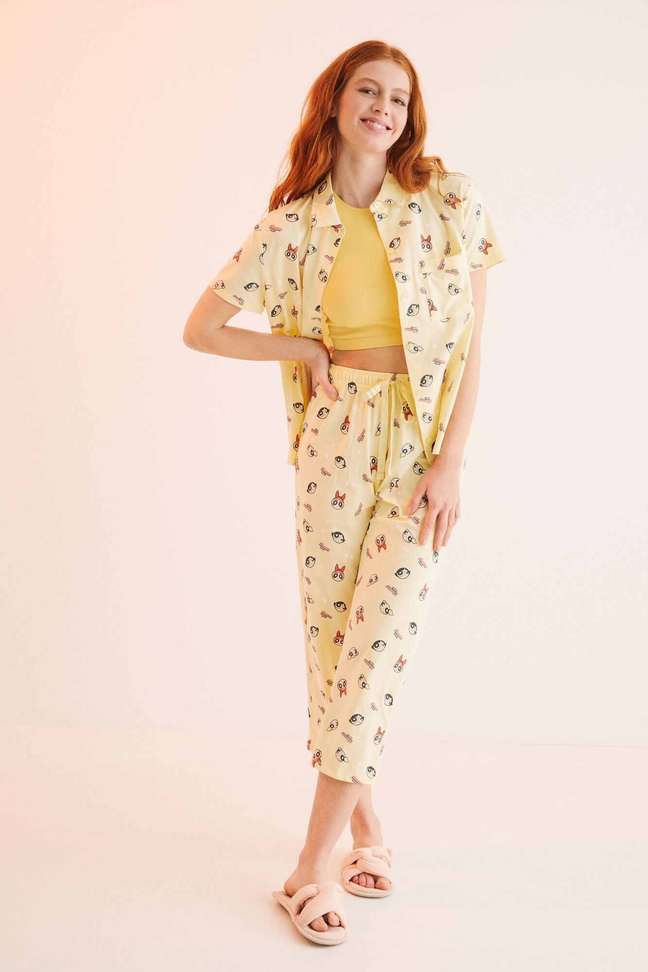 Pijama Larga Estampada Chicas Superpoderosas Amarillo