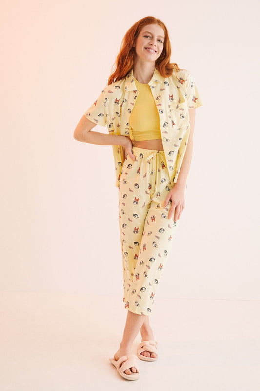 Pijama Larga Estampada Chicas Superpoderosas Amarillo