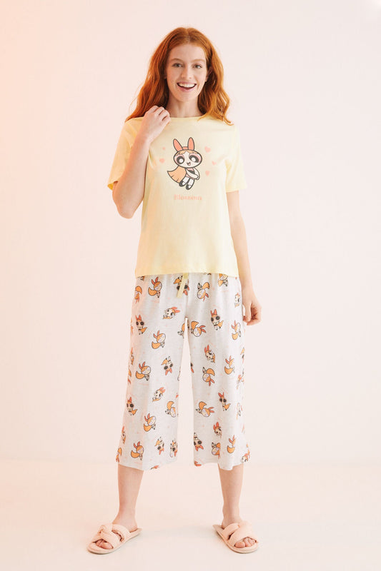 Pijama Larga Estampada Chicas Superpoderosas Amarillo