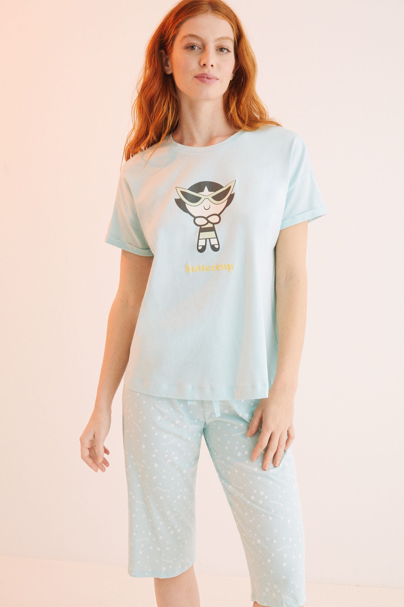 Pijama Larga Estampada Chicas Superpoderosas Verde