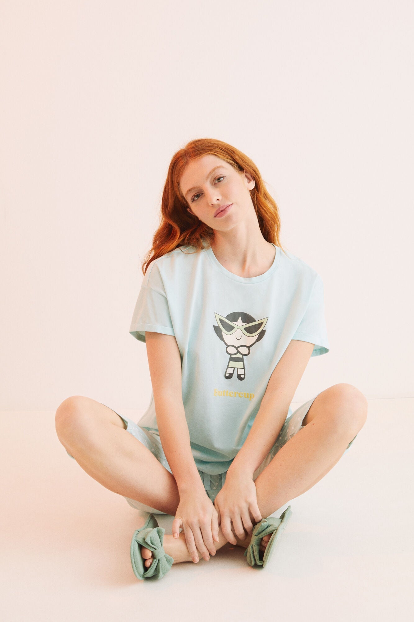 Pijama Larga Estampada Chicas Superpoderosas Verde