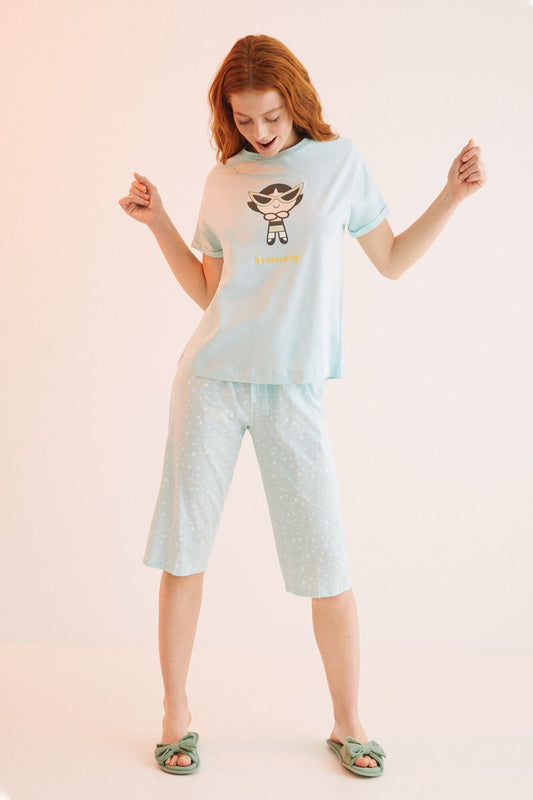 Pijama Larga Estampada Chicas Superpoderosas Verde