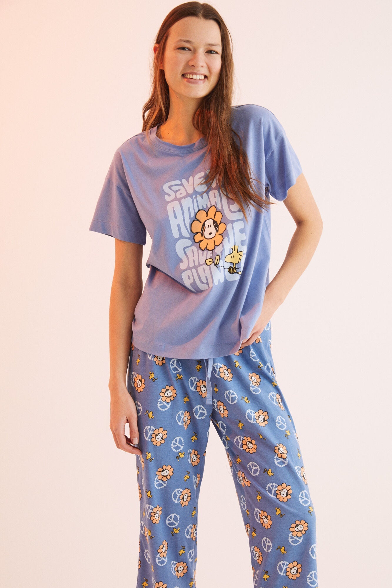 Pijama Larga Estampado Snoopy