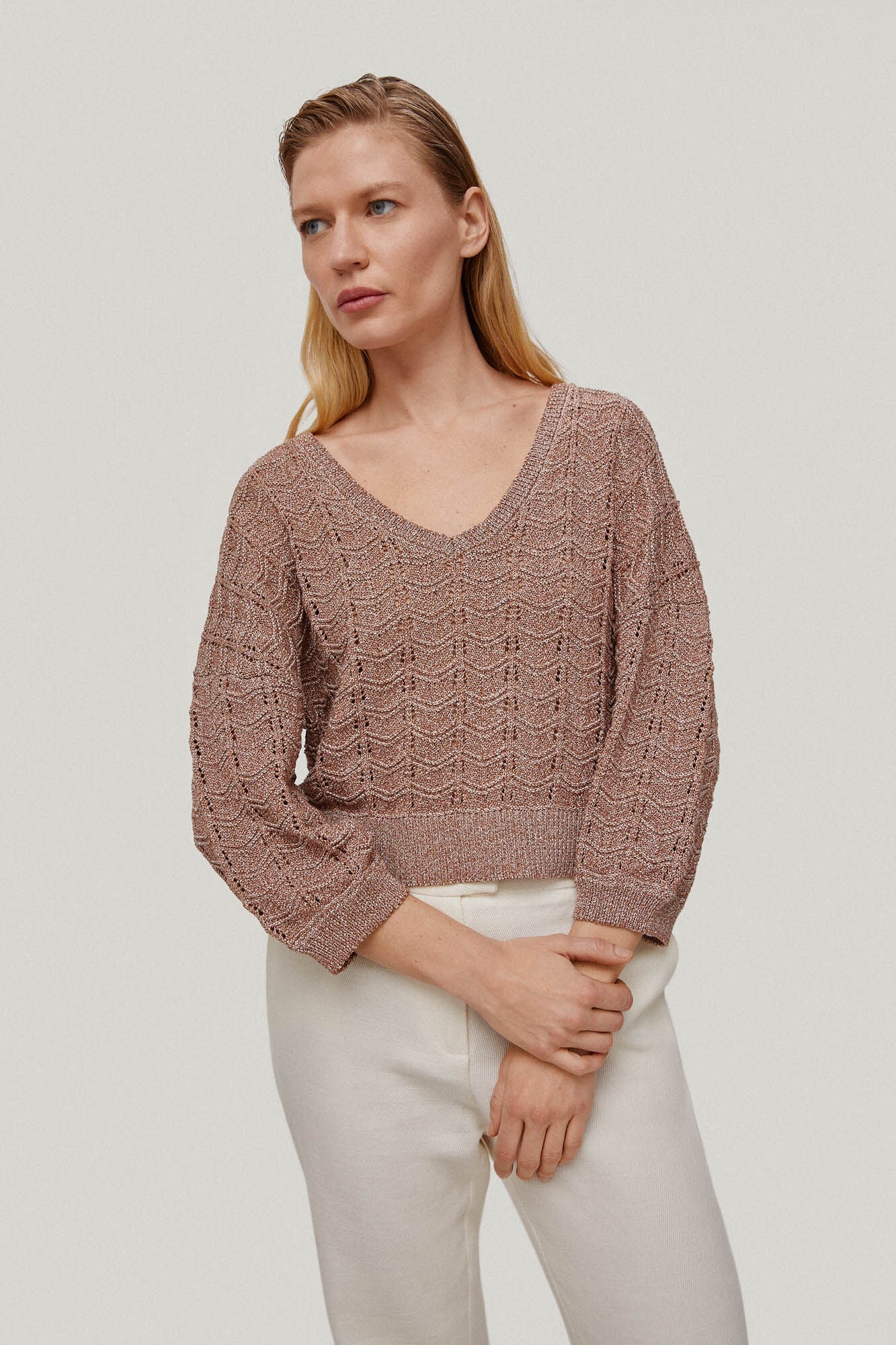 Sudadera Escote Pico Rosa