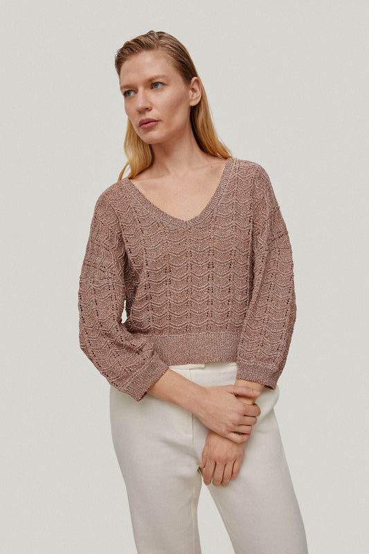 Sudadera Escote Pico Rosa
